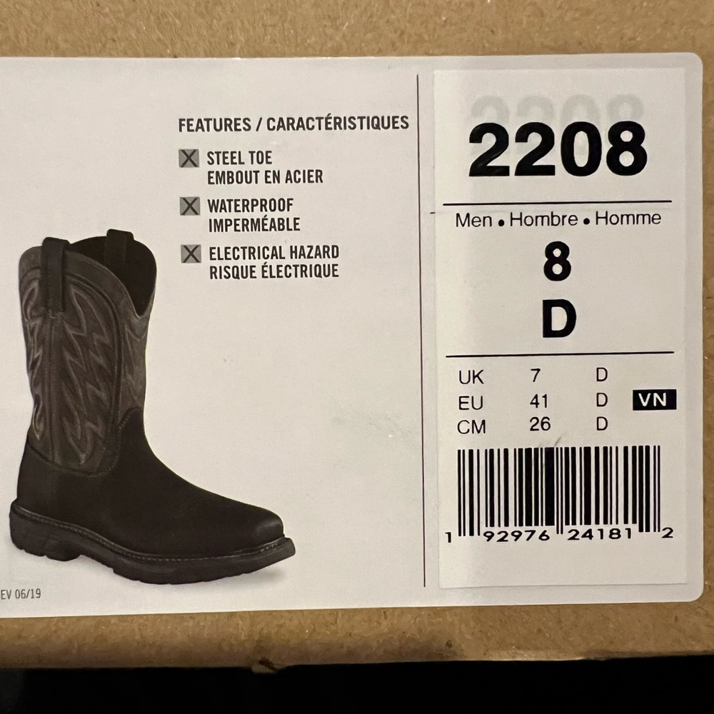 LIKE NEW MENS REDWING BLACK STEEL TOE COWBOY WORK BOOTS SZ 8D